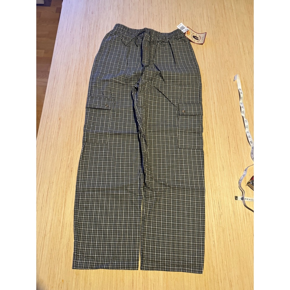 Route 66 Mens Plaid Cargo Pajama Pants Green Blue Cotton Sleepwear Medium NWT 44